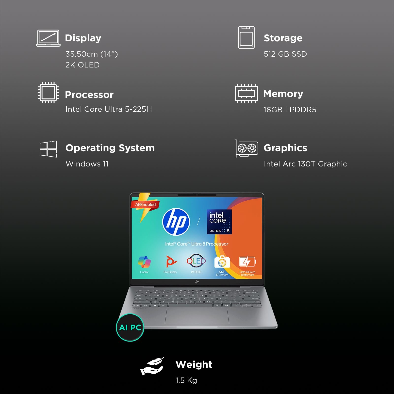 Buy HP OmniBook 7 Intel Core Ultra 5 Laptop (16GB, 512GB SSD